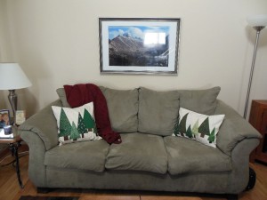 Tree pillows on couch