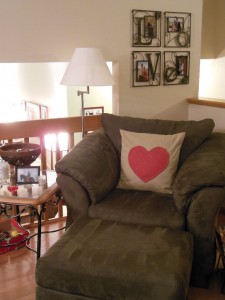 Heart Pillow in chair