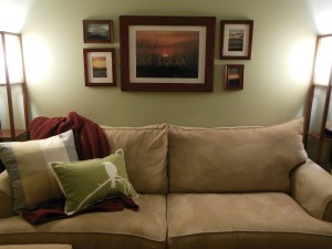 Regular pillows on couch - family room