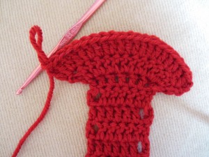 crochet hanging towel - flared end