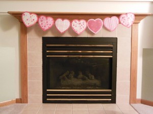 Heart garland on mantel