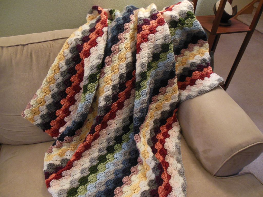 Colorful striped afghan
