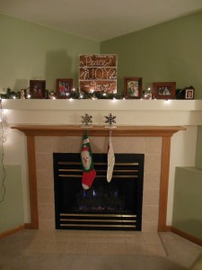 Christmas sign on mantel